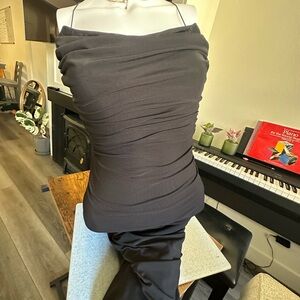 Oh Polly Black Strapless Ruched Dress